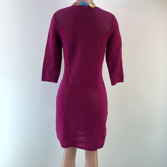 Lauren Ralph Lauren Dress Women's fuchsia Pink 3/4 Sleeves knitted fitte… - Picture 7 of 16